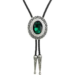 ربطة عنق كبيرة من SELOVO Western بيان حجر الراين باللون الرمادي الأصلي للرجال من الجلد الطبيعي