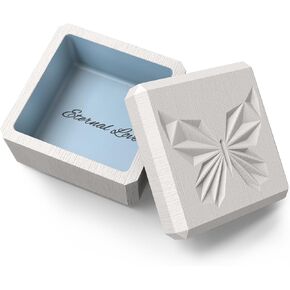 STNRST-IN Butterfly Memory Box, Resin Decorative Box, Rosary Jewelry Box, Small White Wooden Gift Box for Family, Friends, Lovers，Sculpted Hand-Painted Keepsake Box(Square)