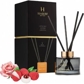 H Habibi Splended Sunset Reed Diffusers for Home – Luxury Home Reed Diffuser Set with 150 ML Oil Diffuser and 4 Bamboo Sticks – Fruity Floral Scent Diffusers for Home – Long-Lasting Fragrance Diffuser