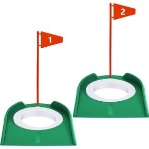 Sotiff Golf Putting Practice Cup Hole Training Aids Golf Accessories Golf Training Putters with Plastic Flag for Adult Green Office Garage Yard Indoor Outdoor Practice