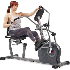 Sunny Health & Fitness Elite Recumbent Cross Trainer & Elliptical Machine with Arm Exercisers, Easy Adjust Seat, with Exclusive SunnyFit® App Enhanced Connectivity