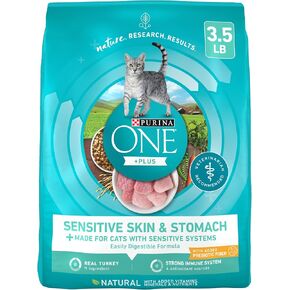 Purina ONE Sensitive Stomach, Sensitive Skin, Natural Dry Cat Food, +Plus Sensitive Skin and Stomach Formula - 3.5 lb. Bag