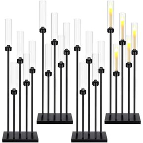 Tessco 4 Pack Gold Floor Candelabra Centerpieces 42.5'' Tall Metal Candle Holders 5 Arms Candlestick with Acrylic Lampshades Pillar Taper Candle Stand for Wedding Valentine Ceremony Home Party Decor