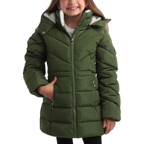 DKNY Girls’ Winter Coat – Heavyweight Anorak Puffer Coat with Cinched Waist – Sherpa Lined Insulated Jacket for Girls (7-16)