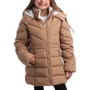 DKNY Girls’ Winter Coat – Heavyweight Anorak Puffer Coat with Cinched Waist – Sherpa Lined Insulated Jacket for Girls (7-16)