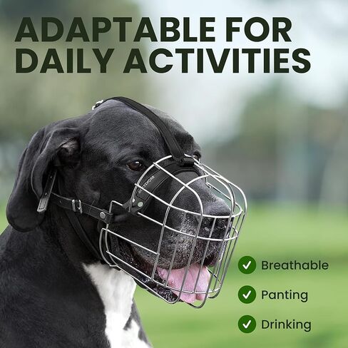 BRONZEDOG المعادن كمامة سلك سلة الكلب الدانماركي العظيم كلب الدرواس سانت برنارد قناع مع الأشرطة الجلدية كمامات للكلاب الكبيرة جدا (XL) in Kuwait