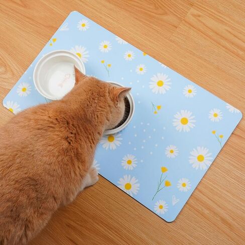 Yetstock Absorben Pet Feeding Mat for Food and Water No Stains Quick Dry Mat for Dog Cat Bowl- Color Paw Style 12x19 Inches in Saudi Arabia