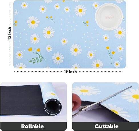 Yetstock Absorben Pet Feeding Mat for Food and Water No Stains Quick Dry Mat for Dog Cat Bowl- Color Paw Style 12x19 Inches in Saudi Arabia