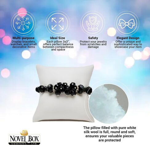 Novel Box® Beige Linen Bracelet Watch Jewelry Decoration Pillow (Pack of 5) 3X3 + NB Cleaning Cloth in Kuwait