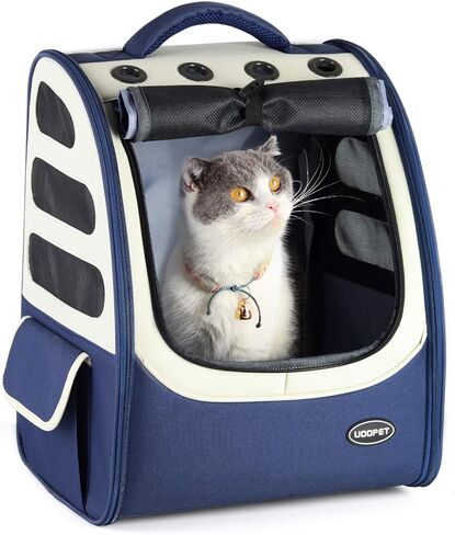 UOOPET Cat Carrier، حقيبة ظهر كبيرة للقطط، حامل الحيوانات الأليفة المعتمد من شركات الطيران، حامل الكلاب للكلاب الصغيرة، حقيبة سفر للكلاب، حقيبة ظهر للكلاب للمشي لمسافات طويلة (Gray01) in Kuwait