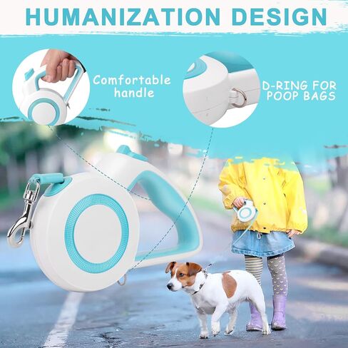 enrgticdg 16feet Retractable Dog Leash,Cat Leash for Small to Medium Dogs/Cats Up to 44lbs,One-Handed Brake,Stainless Steel Spring，Featuring Reflective and Strong Nylon Rope，Medium-Sized in Saudi Arabia