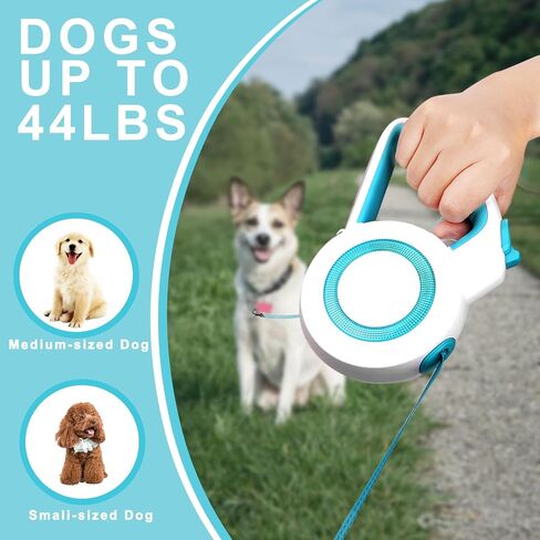 enrgticdg 16feet Retractable Dog Leash,Cat Leash for Small to Medium Dogs/Cats Up to 44lbs,One-Handed Brake,Stainless Steel Spring，Featuring Reflective and Strong Nylon Rope，Medium-Sized in Saudi Arabia