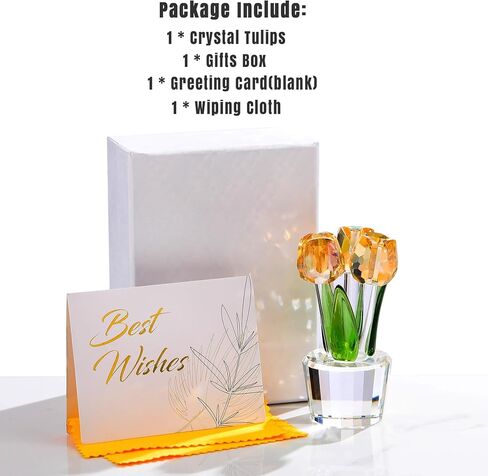 ornalrist الملونة الكريستال زهور التوليب تمثال الهدايا تحصيلها للنساء، الزجاج باقة زهرة التوليب، هدايا للزوجة صديقة أمي، كريستال زهرة ديكور المنزل الجدول in Kuwait