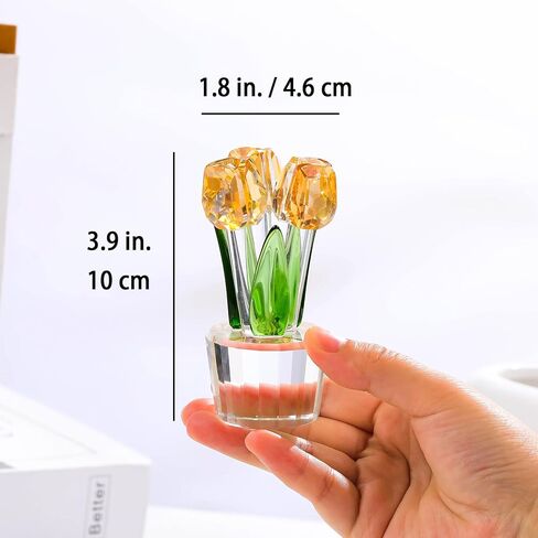 ornalrist الملونة الكريستال زهور التوليب تمثال الهدايا تحصيلها للنساء، الزجاج باقة زهرة التوليب، هدايا للزوجة صديقة أمي، كريستال زهرة ديكور المنزل الجدول in Kuwait