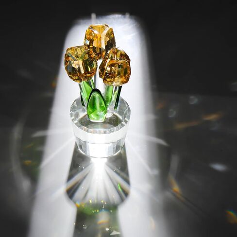 ornalrist الملونة الكريستال زهور التوليب تمثال الهدايا تحصيلها للنساء، الزجاج باقة زهرة التوليب، هدايا للزوجة صديقة أمي، كريستال زهرة ديكور المنزل الجدول in Kuwait