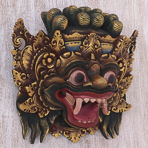 NOVICA Decorative Wood Mask, Gold Tone in Saudi Arabia
