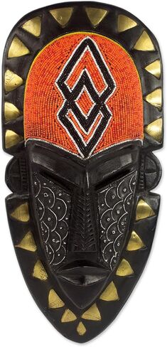 NOVICA Decorative Wood Mask, Gold Tone in Saudi Arabia