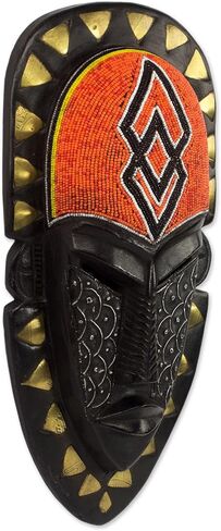 NOVICA Decorative Wood Mask, Gold Tone in Saudi Arabia