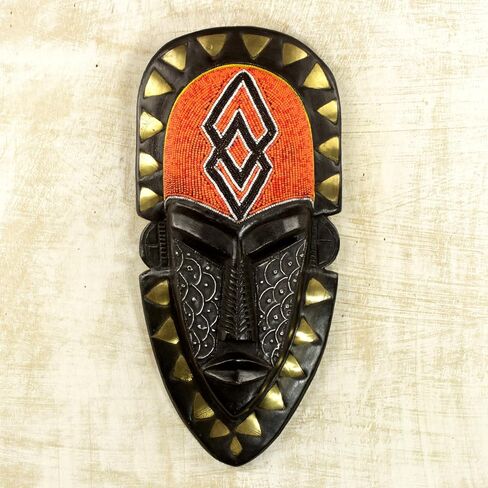 NOVICA Decorative Wood Mask, Gold Tone in Saudi Arabia