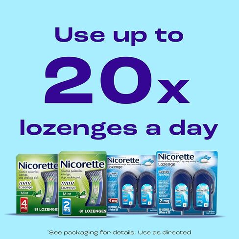 Nicorette 4 mg Mini Nicotine Lozenges to Help Stop Smoking - Mint Flavored Stop Smoking Aid, 2-Pack, 81 Count, Plus Advil Dual Action Coated Caplets with Acetaminophen, 2 Count in Kuwait