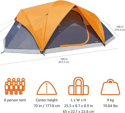 Amazon Basics Camping Tent, 3-Season Dome Design with Rainfly in Kuwait