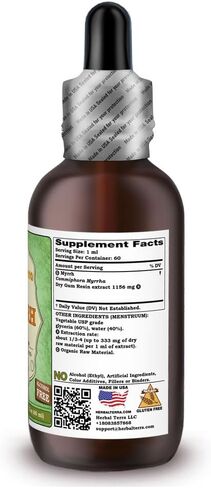 Myrrh (Commiphora Myrrha) Glycerite, Organic Dried Gum Resin Alcohol-FREE Liquid Extract 2 oz in Saudi Arabia