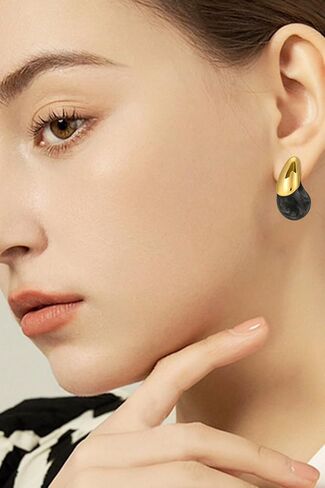 أقراط متدلية من الراتنج الأكريليك من ABILITH للنساء، أقراط عصرية مطلية بالذهب عيار 18 قيراط من العنبر المصقول، أقراط لا تسبب الحساسية للفتيات المراهقات in Kuwait