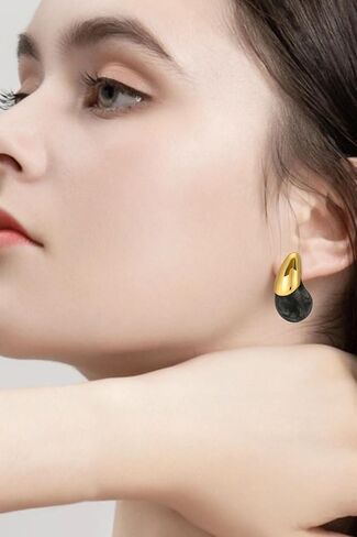 أقراط متدلية من الراتنج الأكريليك من ABILITH للنساء، أقراط عصرية مطلية بالذهب عيار 18 قيراط من العنبر المصقول، أقراط لا تسبب الحساسية للفتيات المراهقات in Kuwait