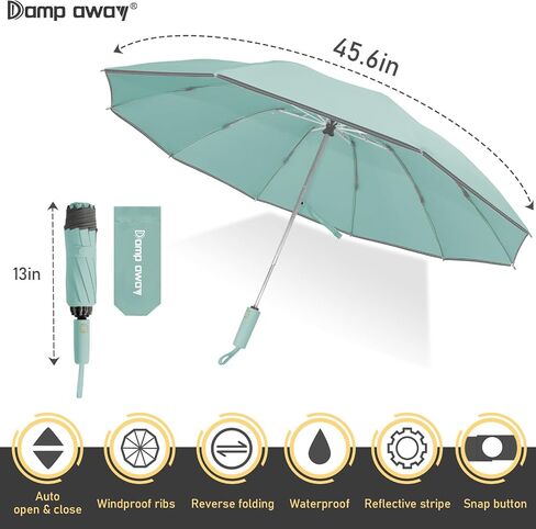 Damp away compact travel umbrella, portable reverse folding car umbrella, large windproof and waterproof inverted umbrella, automatic, 10 ribs in Saudi Arabia