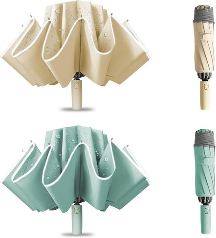 Damp away compact travel umbrella, portable reverse folding car umbrella, large windproof and waterproof inverted umbrella, automatic, 10 ribs in Saudi Arabia