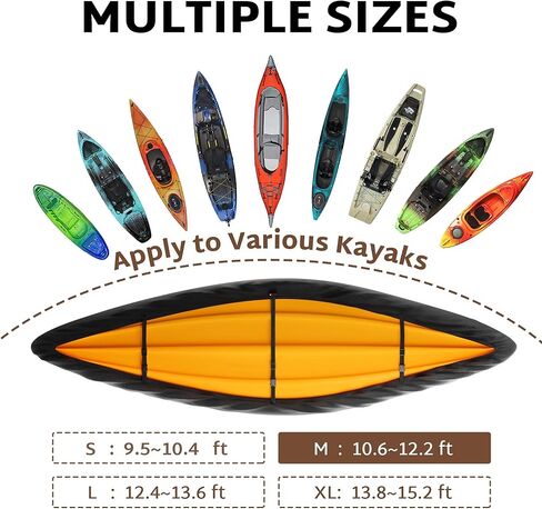 غطاء iBirdie Kayak بطول 12.4 قدم - 13.6 قدم مقاوم للماء ومقاوم للطقس 600D غطاء تخزين كاياك شديد التحمل للأماكن الخارجية والداخلية لحماية قمرة القيادة من الأشعة فوق البنفسجية والغبار in Kuwait