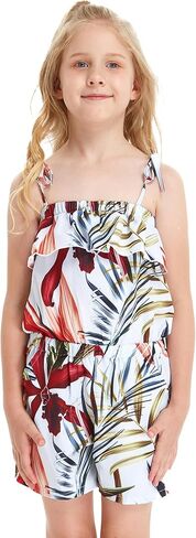 Girl Hawaiian Ruffle Top Jumpsuit Romper in Sunset Neon Pastel in Saudi Arabia