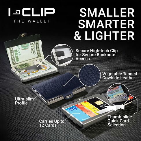 محفظة I-CLIP ® الصغيرة الأنيقة والنحيفة مع مشبك Moneyclip مصنوعة من مادة الروبوتينس والجلد in Kuwait