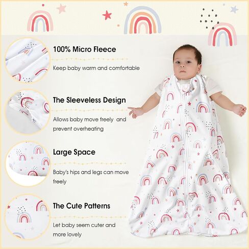 PHF Soft Micro-Fleece Baby Sleep Sack, 6-12 Months Warm Baby Wearable Blanket, 2-Way Zipper Sleeping Bags, 2 Pack Comfy Toddler Sleeping Sack for Baby Girls, Medium Size, Floral in Saudi Arabia