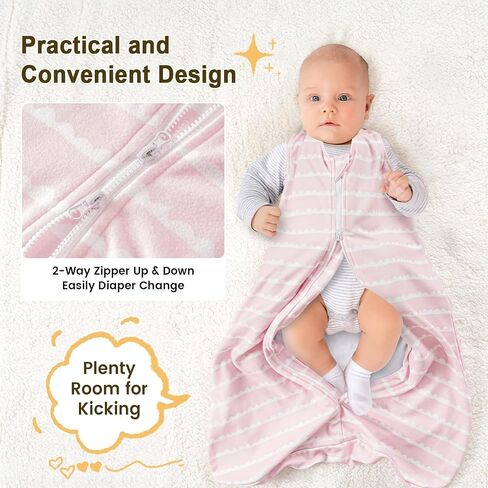 PHF Soft Micro-Fleece Baby Sleep Sack, 6-12 Months Warm Baby Wearable Blanket, 2-Way Zipper Sleeping Bags, 2 Pack Comfy Toddler Sleeping Sack for Baby Girls, Medium Size, Floral in Saudi Arabia