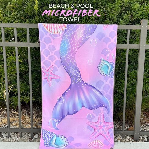 PRIS+SAND Unicorn Quick Dry Beach Towel & Pouch for Kids | Sandproof, Compact Microfiber Towels | Pink - 30" x 60" | Gift for Boys, Girls in Saudi Arabia