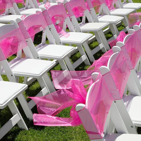 BIT.FLY 25 Pcs Organza Chair Sashes for Wedding Banquet Party Decoration Chair Bows Ties Chair Cover Bands Event Supplies - Light Pink in Kuwait