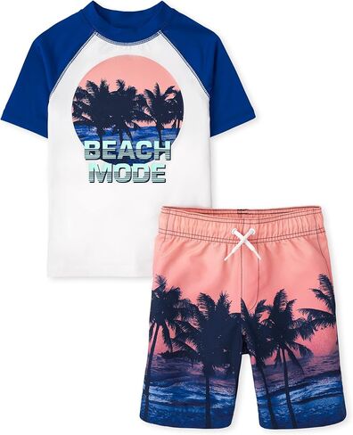 The Children's Place,Short Sleeve Rash Guard and Bottoms,boys,Shark,Large in Saudi Arabia