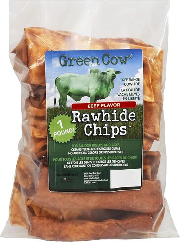 All Natural Premiun Green Cow Rawhide Chips - Odor-Free, Promotes Dental Health, Perfect Shape, Irresistible Flavor. Livestock from South America. 100% Natural (Peanut Butter, 3 Pounds) in Saudi Arabia
