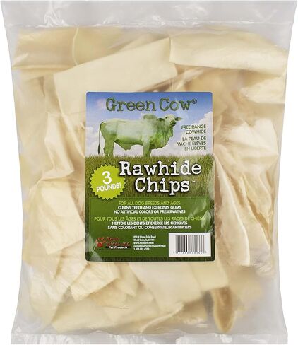 All Natural Premiun Green Cow Rawhide Chips - Odor-Free, Promotes Dental Health, Perfect Shape, Irresistible Flavor. Livestock from South America. 100% Natural (Peanut Butter, 3 Pounds) in Saudi Arabia