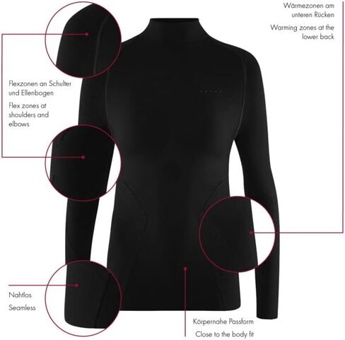 FALKE Women's Maximum Warm Turtleneck Base Layer Top, Thermal Underwear, Cold Temps, Breathable Quick Dry, Nylon, 1 Piece in Saudi Arabia