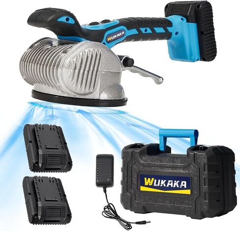 WUKAKA Tile Vibration Tools - 10 Gears Handheld Tile Vibration Machine with Suction Cup, 21V 2.0Ah with 2 Li-On Rechargeable Batteries,Upgrade Digital Display and Lock Button in Kuwait