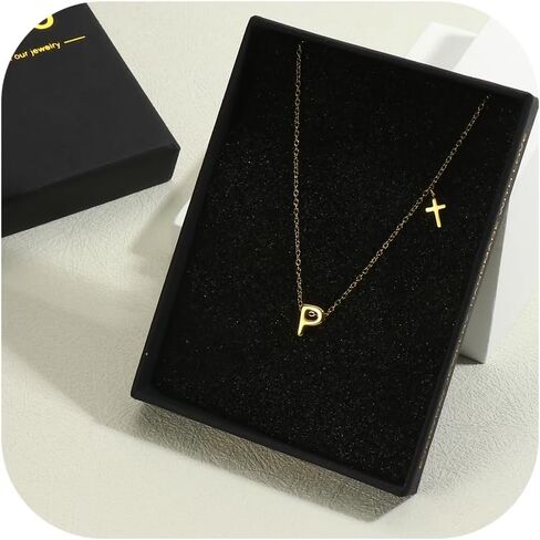 ORAZIO Initial Necklace 14K Gold Plated/Silver Initial Necklaces for Women Dainty Letter Cross Necklace Tiny A-Z Pendant Necklace Trendy Cross Choker Necklace Personalized Womens Initial Necklace in Kuwait