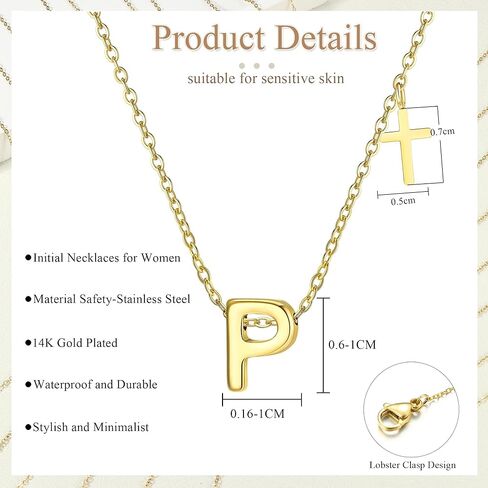 ORAZIO Initial Necklace 14K Gold Plated/Silver Initial Necklaces for Women Dainty Letter Cross Necklace Tiny A-Z Pendant Necklace Trendy Cross Choker Necklace Personalized Womens Initial Necklace in Kuwait