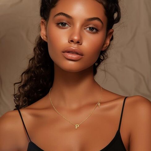 ORAZIO Initial Necklace 14K Gold Plated/Silver Initial Necklaces for Women Dainty Letter Cross Necklace Tiny A-Z Pendant Necklace Trendy Cross Choker Necklace Personalized Womens Initial Necklace in Kuwait