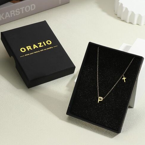 ORAZIO Initial Necklace 14K Gold Plated/Silver Initial Necklaces for Women Dainty Letter Cross Necklace Tiny A-Z Pendant Necklace Trendy Cross Choker Necklace Personalized Womens Initial Necklace in Kuwait