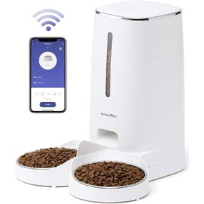 FUKUMARU Automatic Cat Feeder, 4L Dog Feeders with Double Bowls, Support DIY Meals and Timed Control WiFi Cat Food Dispenser, Suit for Most Cat and Dog Food