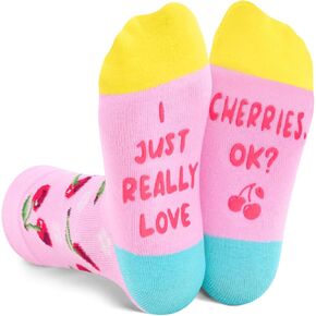 Zmart Funny Strawberry Socks For Teen Boys Girls Novelty Fruit Socks, Strawberry Gifts For Kids 7 to 10 Years, Purple