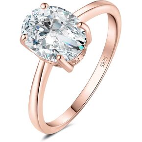 JewelryPalace Oval Cut 2ct Cubic Zirconia Engagement Rings for Women, 14K White Gold Plated 925 Sterling Silver Promise Ring for Her, Simulated Diamond Anniversary Wedding Ring Jewelry Sets 5