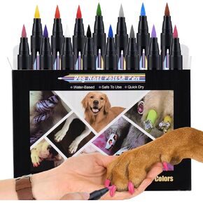 OLINGYOU 15 Colors Dog Nail Polish Pens Quick Dry, Pet Nail Polish Set for Dogs DIY Dogs Puppy Nails, Dog Safe Nail Polish Non Toxic, Odorless, Easy to Apply